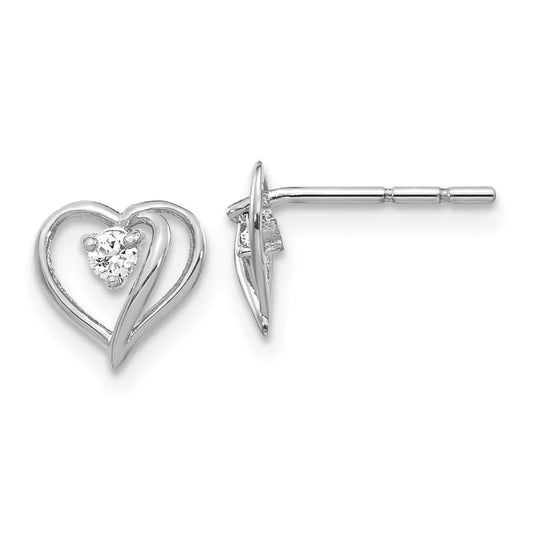 14k White Gold VS Real Diamond heart Earrings XE40WVS