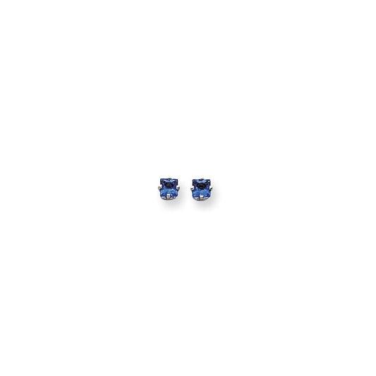 14k White Gold 4mm Princess Cut Sapphire Earrings XE60WS