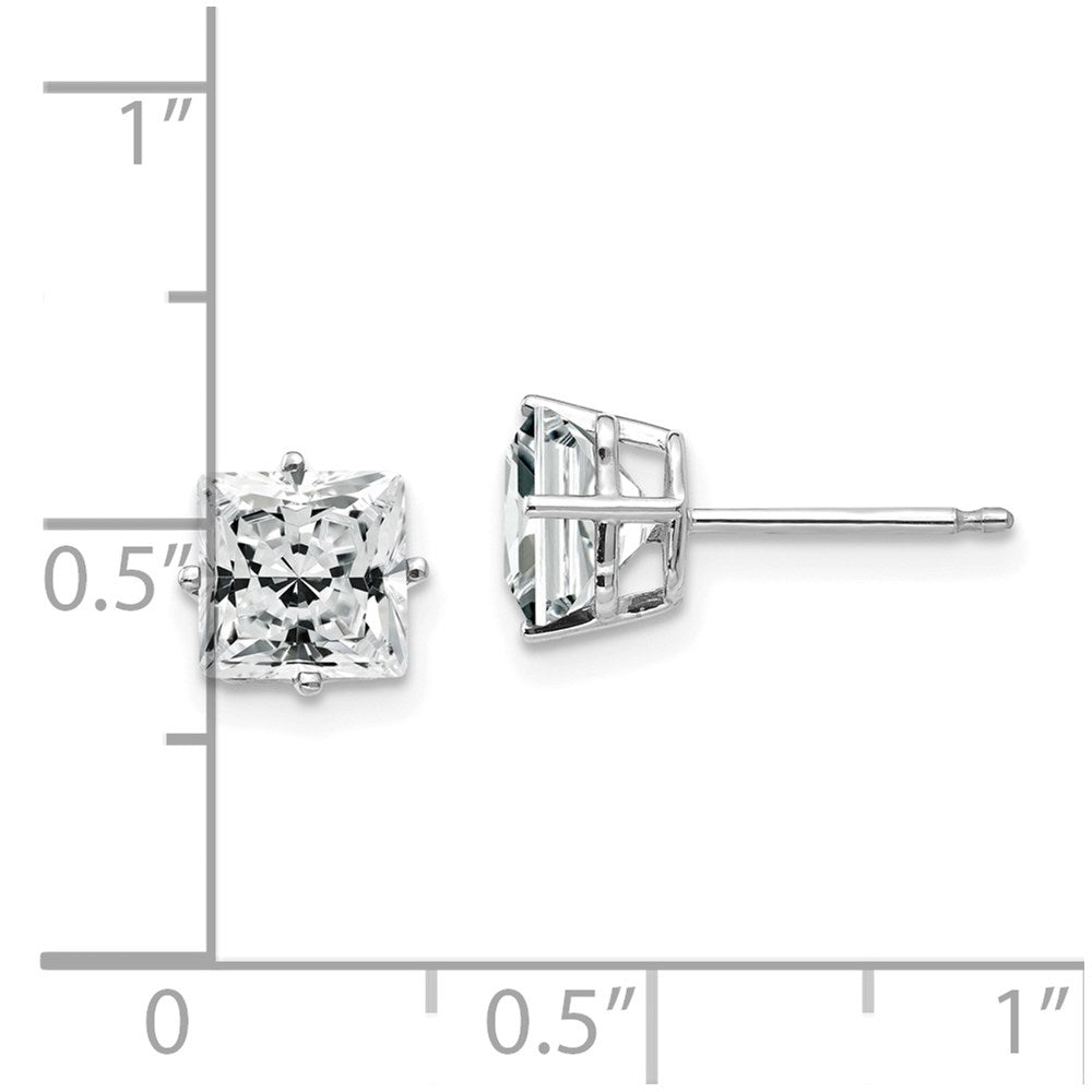 14k White Gold 6mm Princess Cut Cubic Zirconia Earrings XE62WCZ