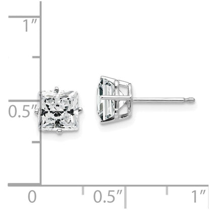 14k White Gold 6mm Princess Cut Cubic Zirconia Earrings XE62WCZ