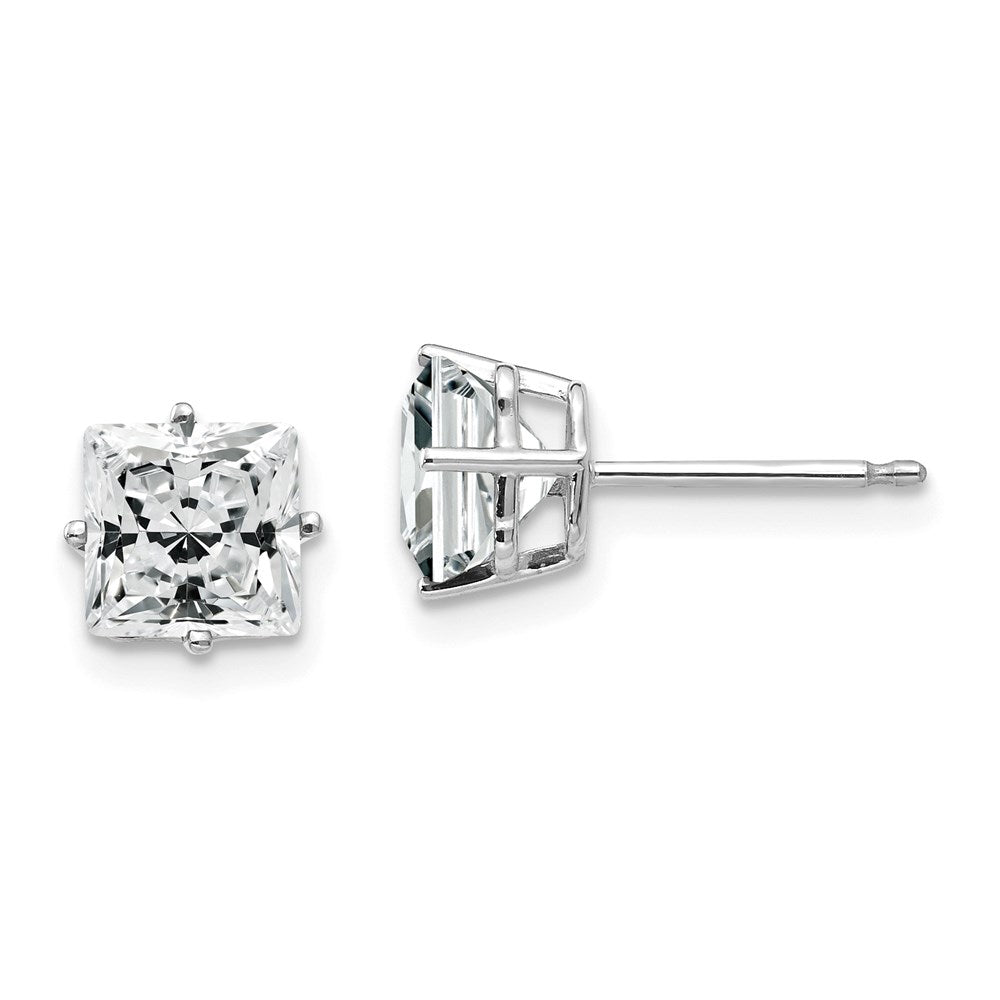 14k White Gold 6mm Princess Cut Cubic Zirconia Earrings XE62WCZ