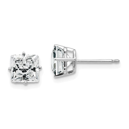 14k White Gold 6mm Princess Cut Cubic Zirconia Earrings XE62WCZ