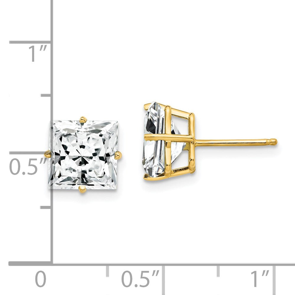 14k Yellow Gold 8mm Princess Cut Cubic Zirconia Earrings XE64CZ
