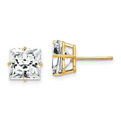 14k Yellow Gold 8mm Princess Cut Cubic Zirconia Earrings XE64CZ