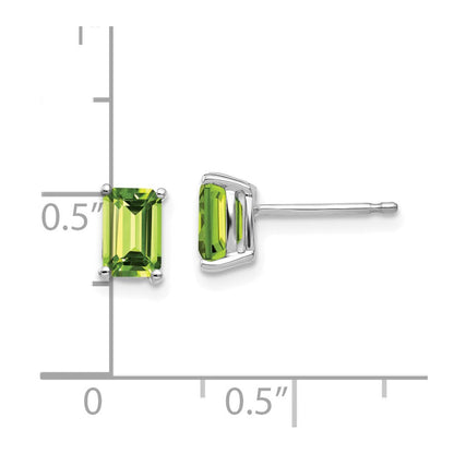 14k White Gold 6x4mm Emerald Cut Peridot Earrings XE65WPE