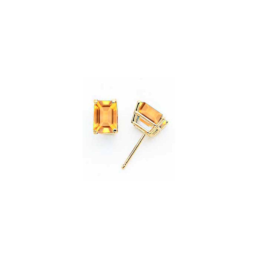 14k Yellow Gold 7x5mm Emerald Cut Citrine Earrings XE66CI