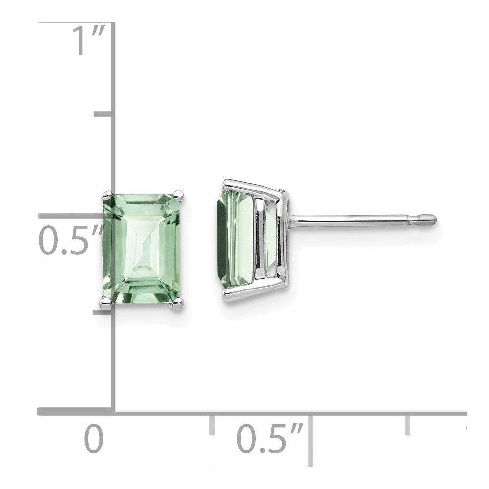 14k White Gold 7x5mm Emerald-Cut Green Quartz Earrings XE66WAG