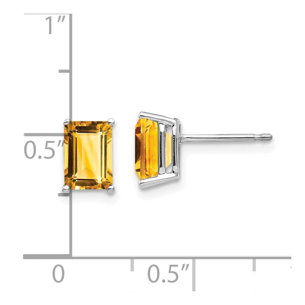 14k White Gold 7x5mm Emerald Cut Citrine Earrings XE66WCI