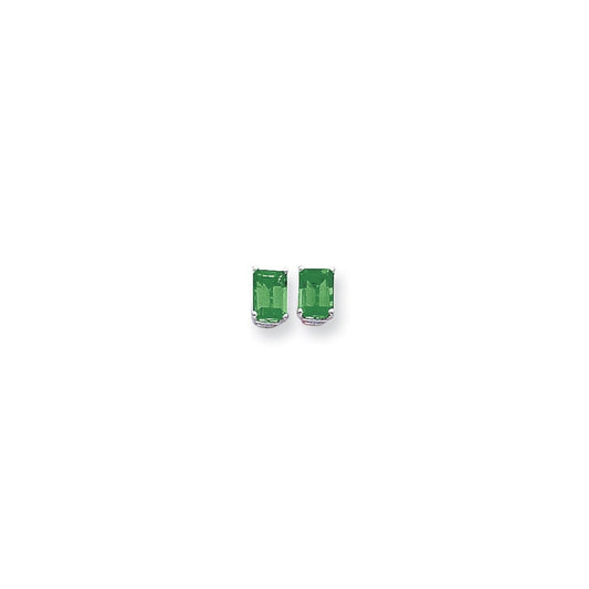 14k White Gold 7x5mm Emerald Cut Emerald Earrings XE66WE