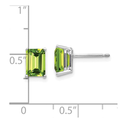 14k White Gold 7x5mm Emerald Cut Peridot Earrings XE66WPE