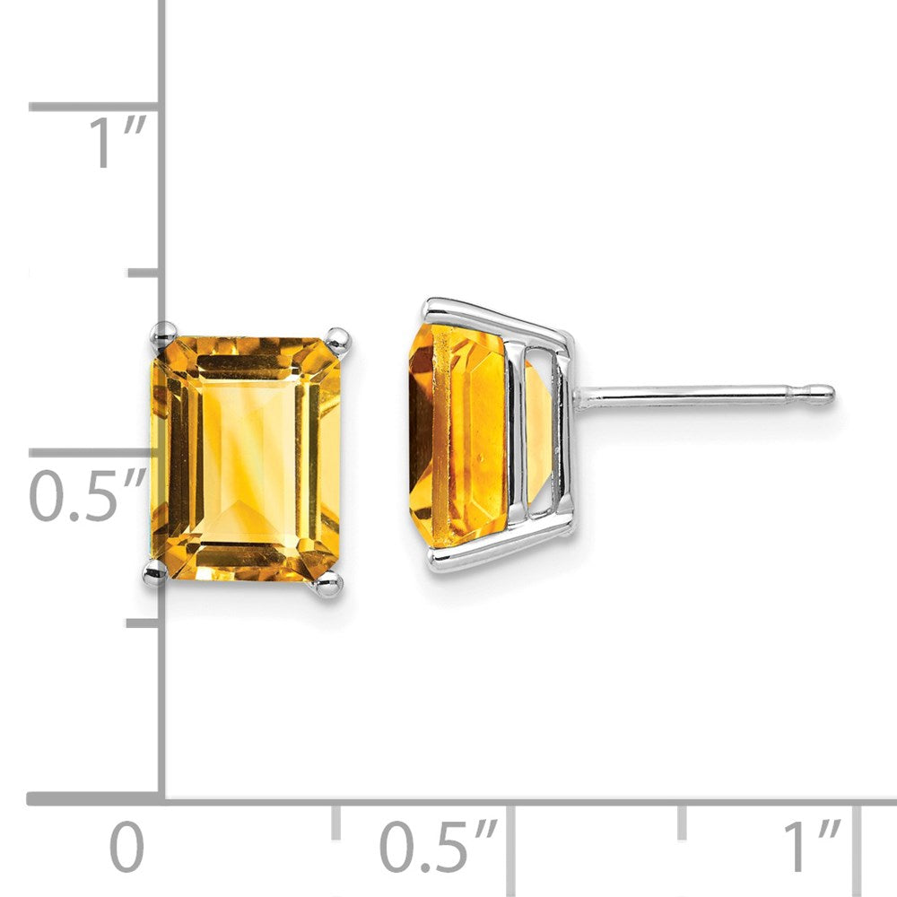14k White Gold 9x7mm Emerald Cut Citrine Earrings XE68WCI