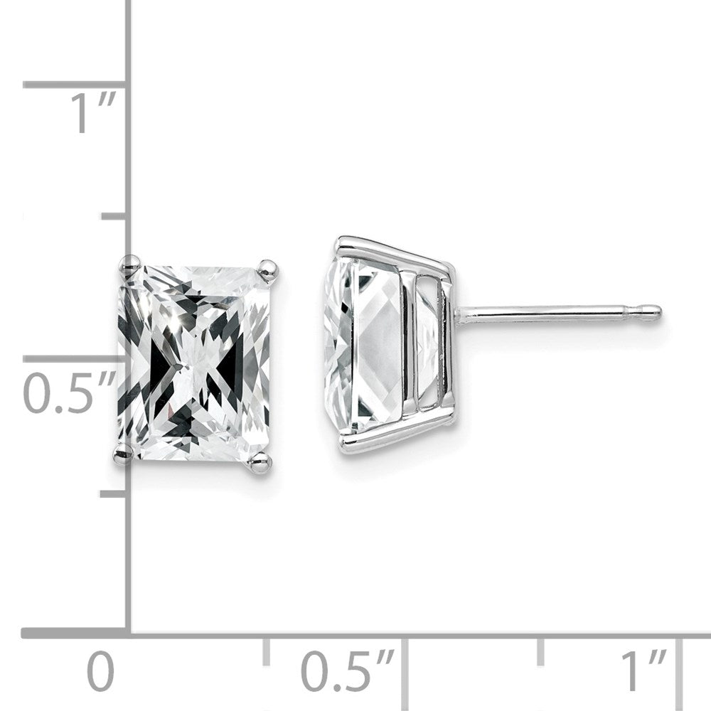 14k White Gold 9x7mm Emerald Cut Cubic Zirconia Earrings XE68WCZ