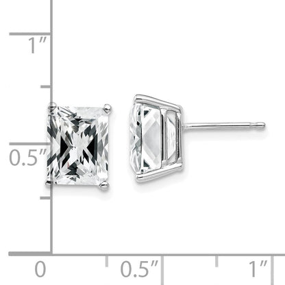 14k White Gold 9x7mm Emerald Cut Cubic Zirconia Earrings XE68WCZ