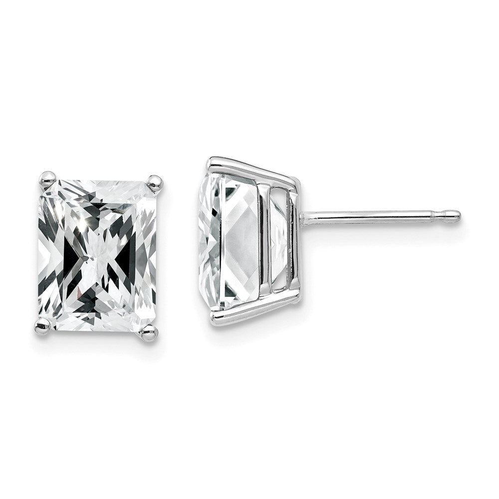 14k White Gold 9x7mm Emerald Cut Cubic Zirconia Earrings XE68WCZ