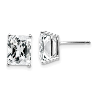 14k White Gold 9x7mm Emerald Cut Cubic Zirconia Earrings XE68WCZ