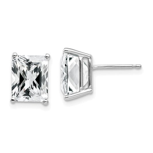 14k White Gold 9x7mm Emerald Cut Cubic Zirconia Earrings XE68WCZ