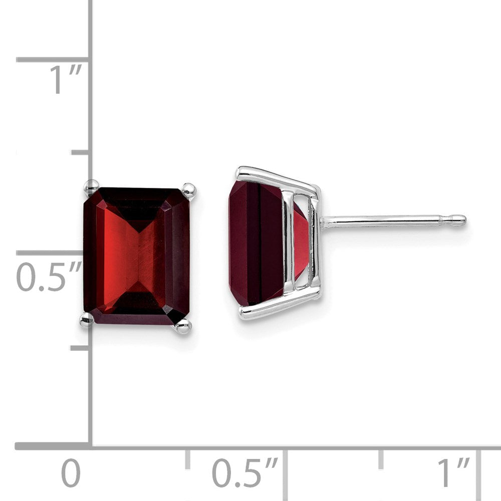 14k White Gold 9x7mm Emerald Cut Garnet Earrings XE68WGA