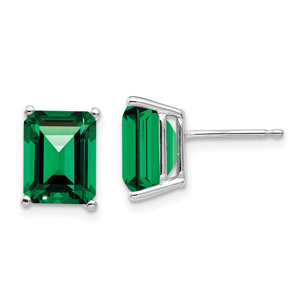 14k White Gold 9x7mm Emerald Cut Mount St. Helens Earrings XE68WMS