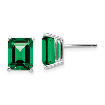 14k White Gold 9x7mm Emerald Cut Mount St. Helens Earrings XE68WMS