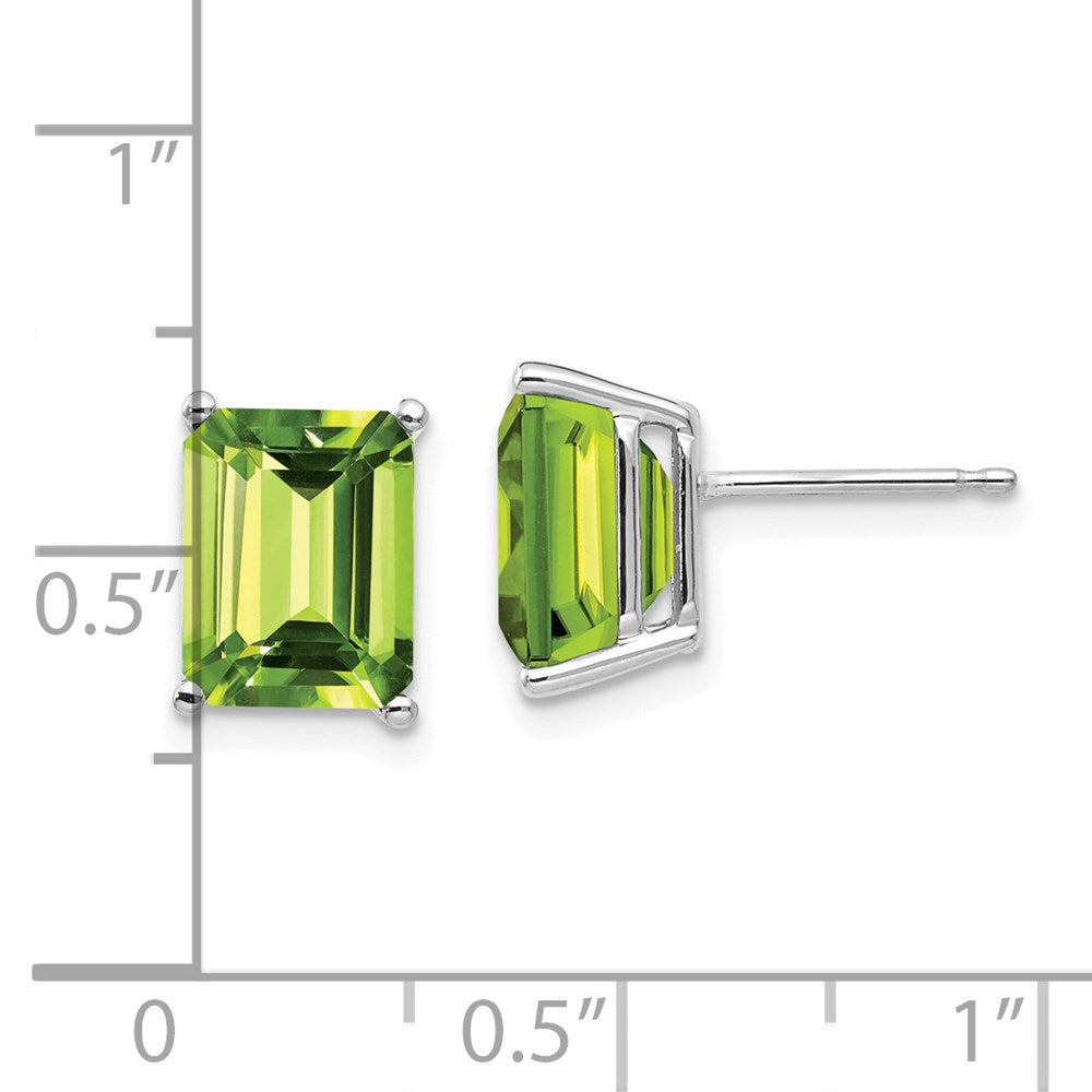 14k White Gold 9x7mm Emerald Cut Peridot Earrings XE68WPE