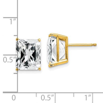 14k Yellow Gold 10x8mm Emerald Cut Cubic Zirconia Earrings XE69CZ