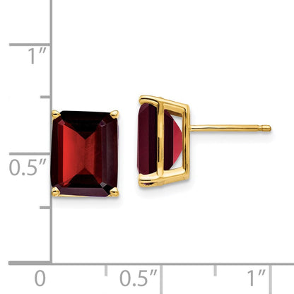14k Yellow Gold 10x8mm Emerald Cut Garnet Earrings XE69GA