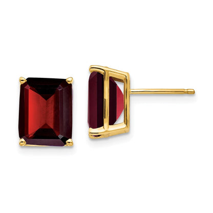14k Yellow Gold 10x8mm Emerald Cut Garnet Earrings XE69GA