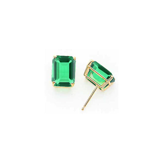 14k Yellow Gold 10x8mm Emerald Cut Mount St. Helens Earrings XE69MS