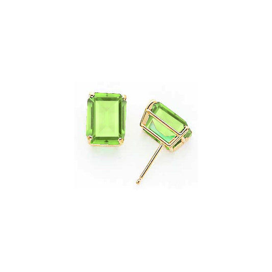 14k Yellow Gold 10x8mm Emerald Cut Peridot Earrings XE69PE