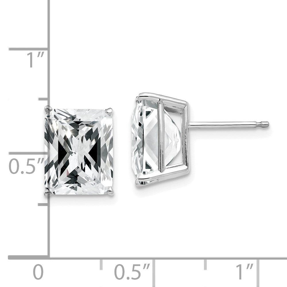 14k White Gold 10x8mm Emerald Cut Cubic Zirconia Earrings XE69WCZ