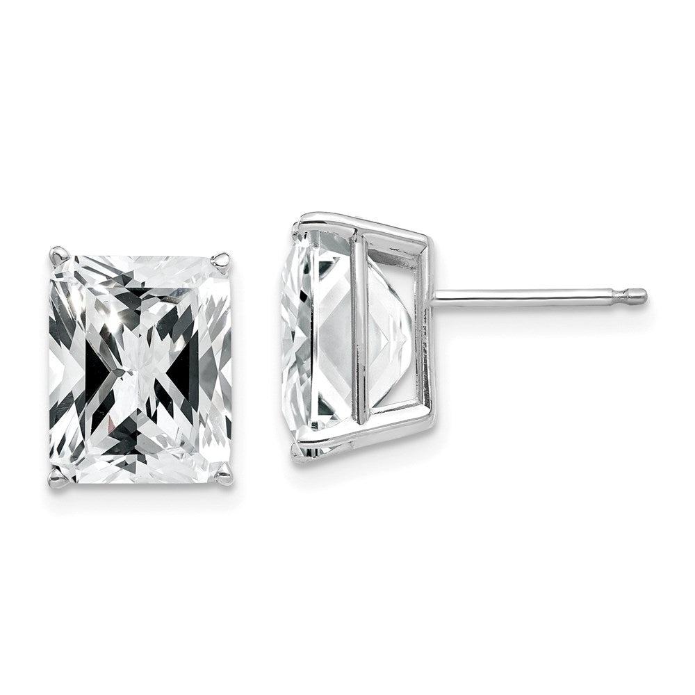 14k White Gold 10x8mm Emerald Cut Cubic Zirconia Earrings XE69WCZ