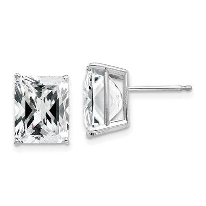 14k White Gold 10x8mm Emerald Cut Cubic Zirconia Earrings XE69WCZ