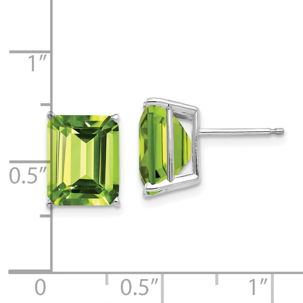 14k White Gold 10x8mm Emerald Cut Peridot Earrings XE69WPE