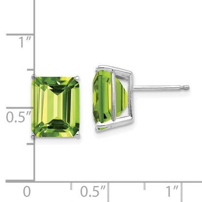 14k White Gold 10x8mm Emerald Cut Peridot Earrings XE69WPE