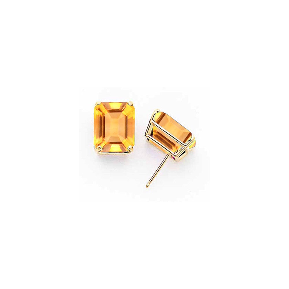 14k Yellow Gold 12x10mm Emerald Cut Citrine Earrings XE70CI