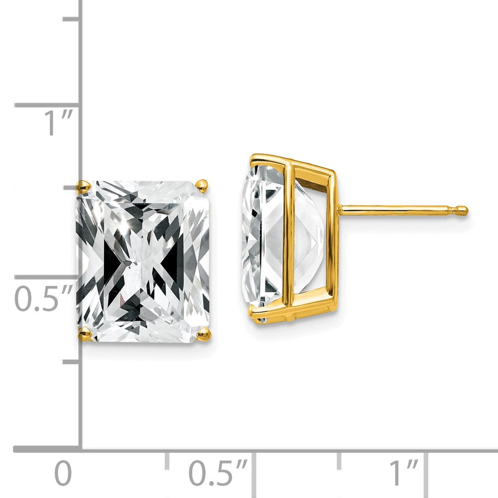 14k Yellow Gold 12x10mm Emerald Cut Cubic Zirconia Earrings XE70CZ