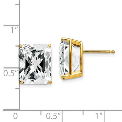 14k Yellow Gold 12x10mm Emerald Cut Cubic Zirconia Earrings XE70CZ