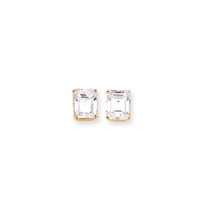 14k Yellow Gold 12x10mm Emerald Cut Cubic Zirconia Earrings XE70CZ