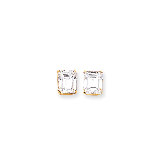14k Yellow Gold 12x10mm Emerald Cut Cubic Zirconia Earrings XE70CZ