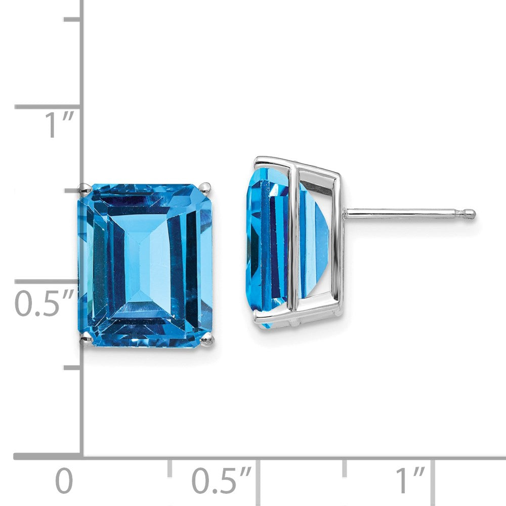 14k White Gold 12x10mm Emerald Cut Blue Topaz Earrings XE70WBT