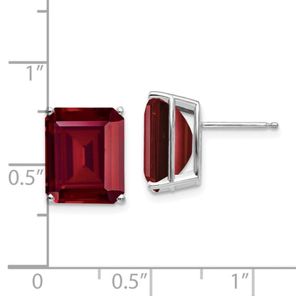 14k White Gold 12x10mm Emerald Cut Created Ruby Earrings XE70WCR