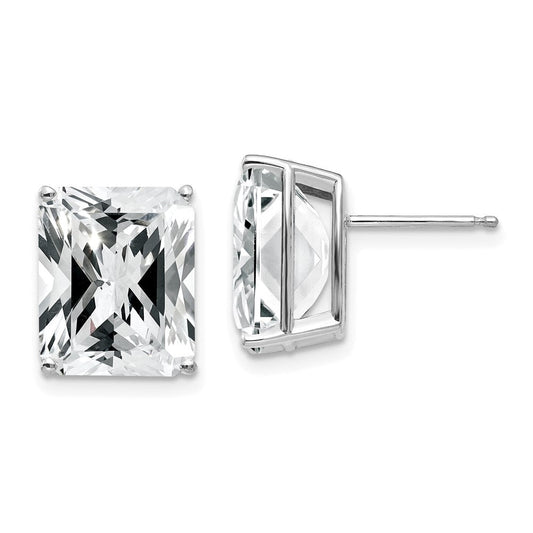 14k White Gold Emerald Cut Cubic Zirconia Stud Earrings XE70WCZ