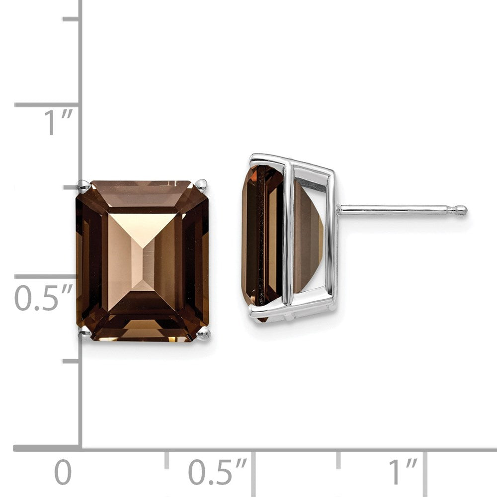 14k White Gold 12x10mm Emerald Smok Yellow Gold Quartz Earrings XE70WSQ
