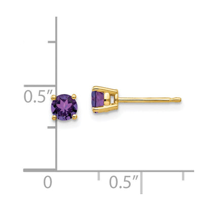 14k Yellow Gold 4mm Amethyst Earrings XE71AM