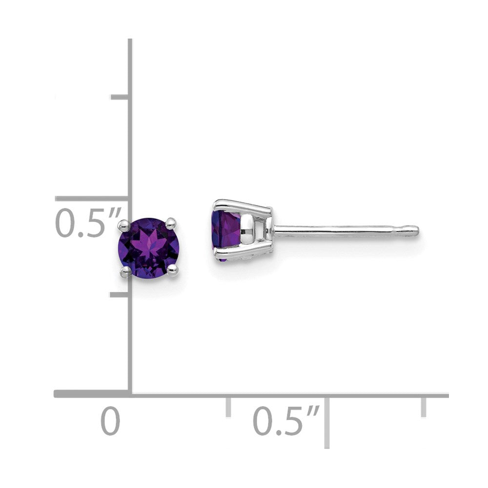 14k White Gold 4mm Amethyst Earrings XE71WAM