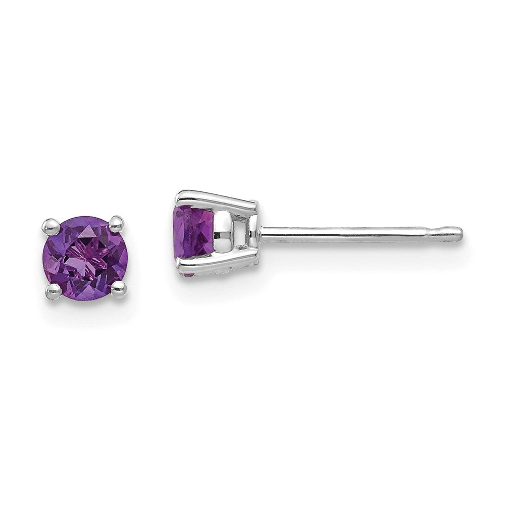 14k White Gold 4mm Amethyst Earrings XE71WAM