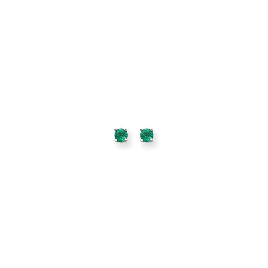14k White Gold 4mm Emerald Earrings XE71WE