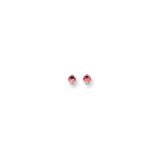 14k White Gold 4mm Ruby Earrings XE71WR