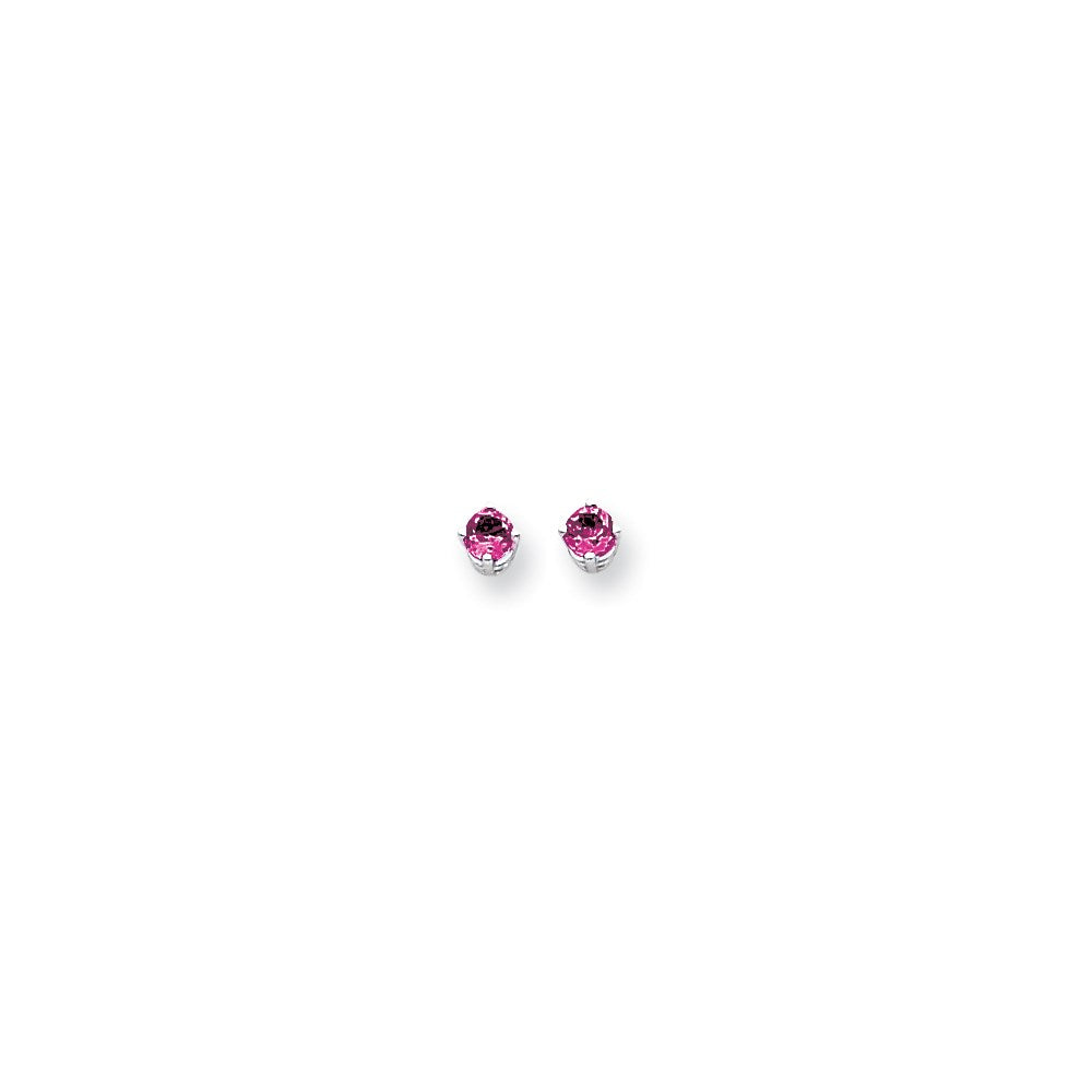 14k White Gold 4mm Pink Sapphire Earrings XE71WSP