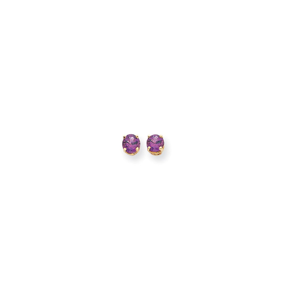 14k Yellow Gold 5mm Amethyst Checker Earrings XE72AC